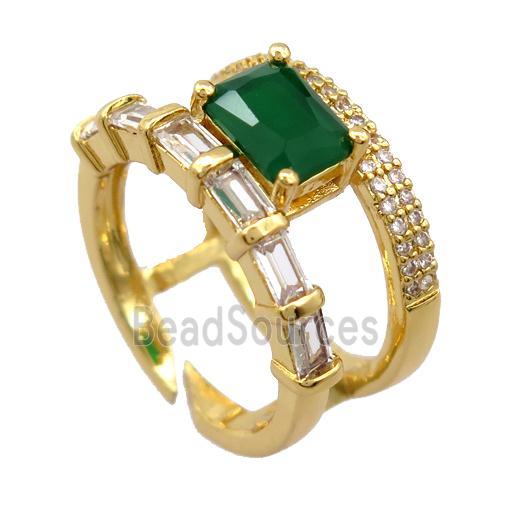 copper ring pave zircon, gold plated