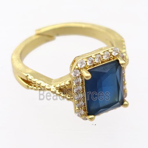 copper Rings pave zircon, resizable, gold plated