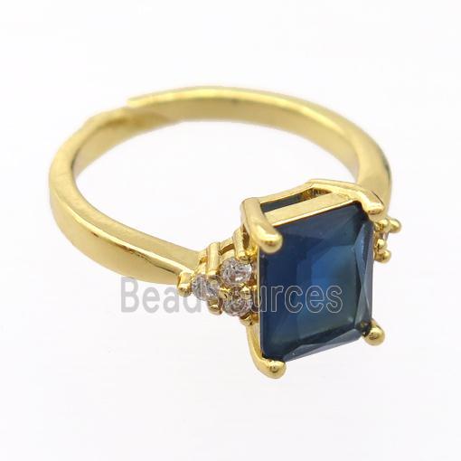 copper Rings pave zircon, resizable, gold plated