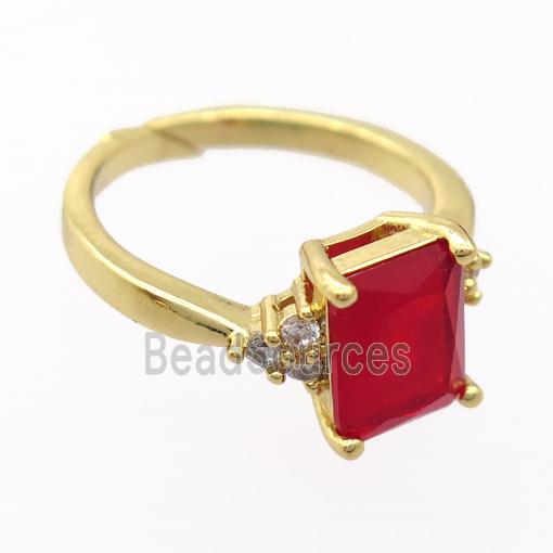 copper Rings pave zircon, resizable, gold plated