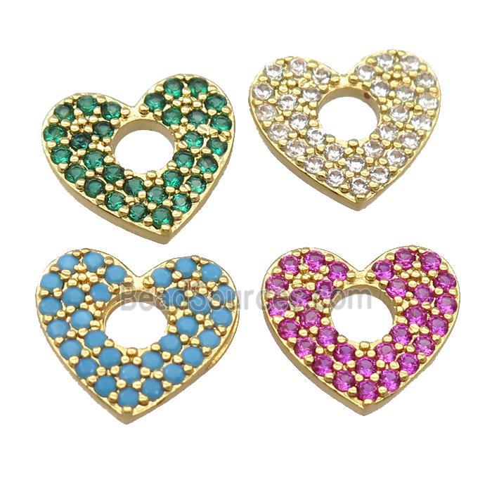 copper heart pendant pave zircon, mixed