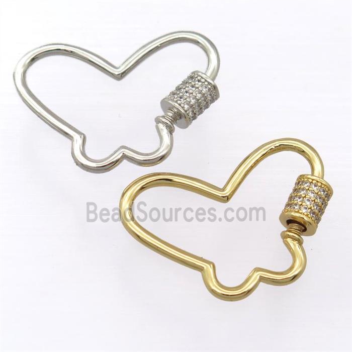 copper carabiner lock pendant pave zircon, mixed
