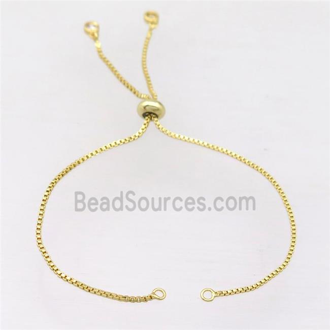 copper bracelet chain with zircon, closed orings, gold plated