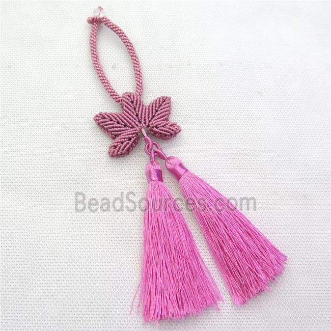 Nylon wire tassel pendants, hotpink