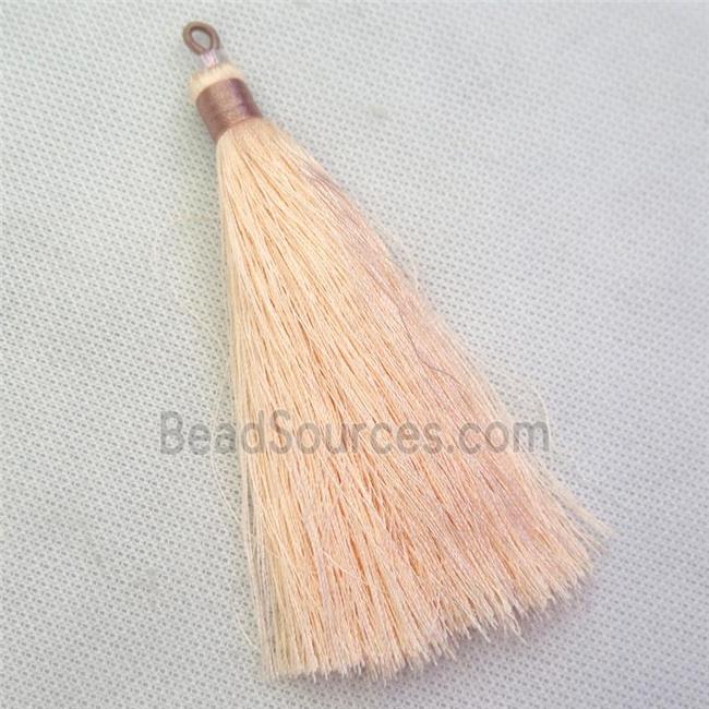 peach nylon wire tassel pendants, silken, A grade