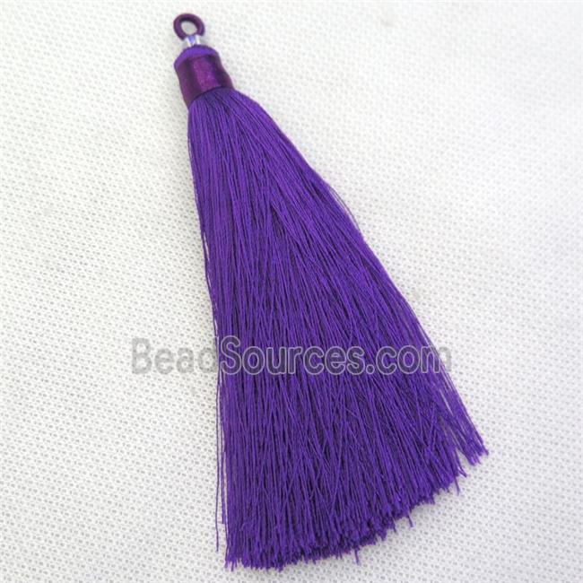 purple nylon wire tassel pendants, silken, A grade