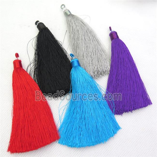 mixed nylon wire tassel pendants, silken, A grade