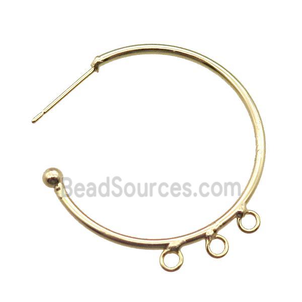 copper hoop earring, gold plated