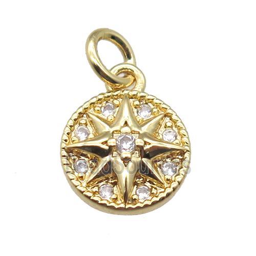 copper Compass pendant, gold plated