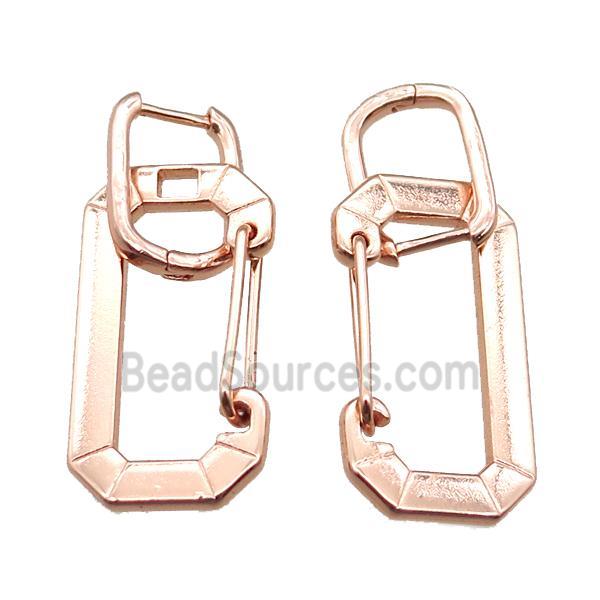 copper Latchback Earrings, rose gold