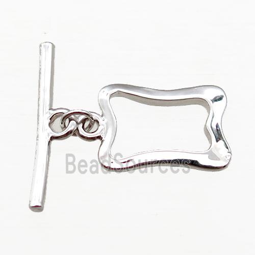 copper toggle clasp, platinum plated