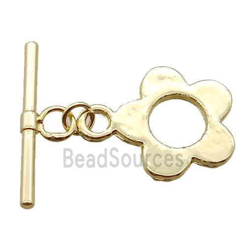 copper toggle clasp, flower, gold plated