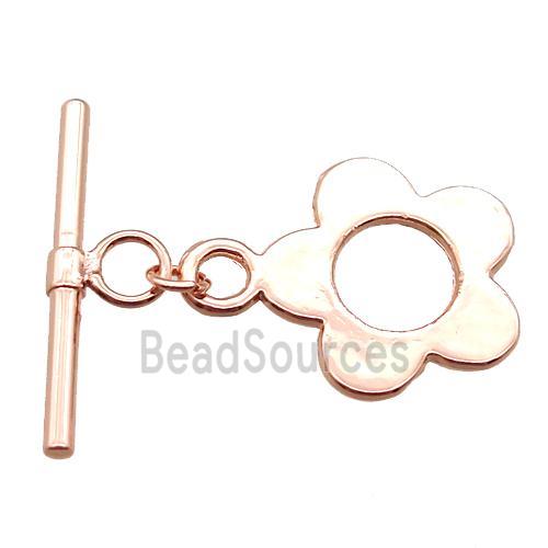copper toggle clasp, flower, rose gold