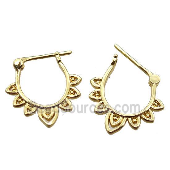 copper Latchback Earrings, gold plated