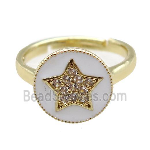 copper Ring pave zircon, enameling, gold plated