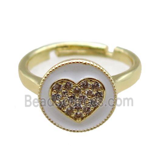 copper Ring pave zircon, enameling, gold plated