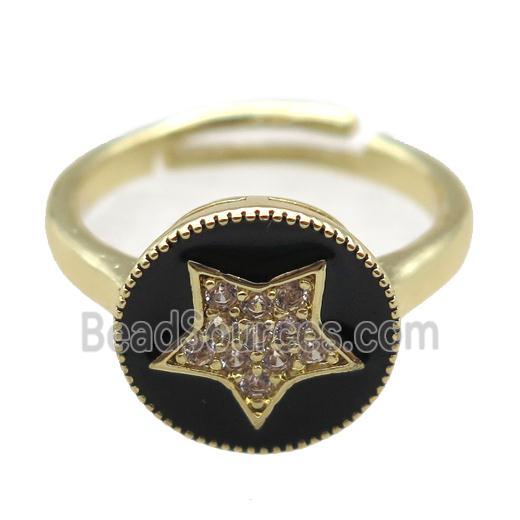 copper Ring pave zircon, enameling, gold plated