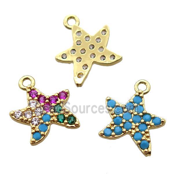 copper star pendant pave zircon, mixed