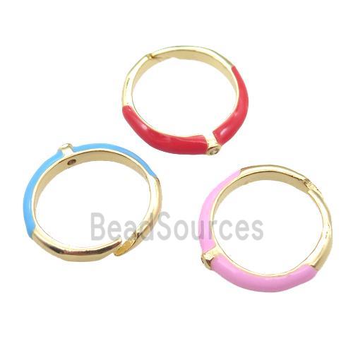 copper Rings with Enameling, mixed, Resizable, gold plated