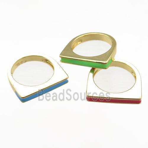 copper Rings with Enameling, mixed, gold plated