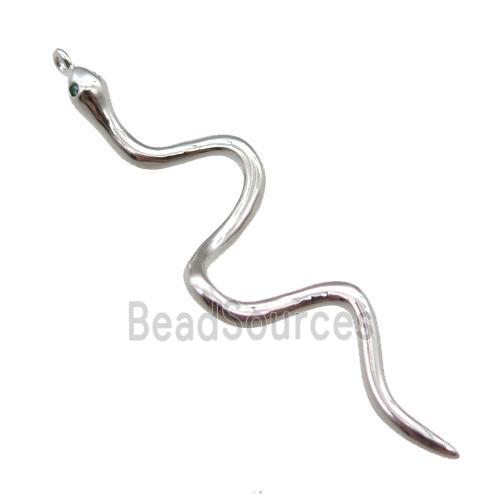 copper snake pendant, platinum plated