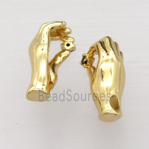 copper hand charm pendant, gold plated