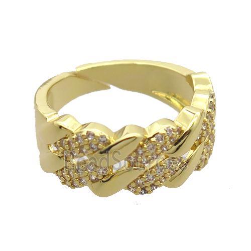 copper Rings pave zircon, gold plated