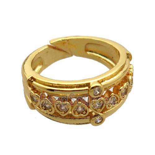 copper Rings pave zircon, gold plated