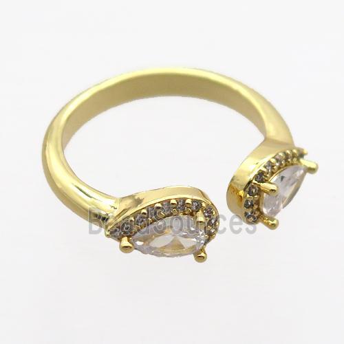 copper Rings pave zircon, gold plated