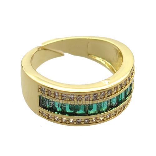 copper Rings pave zircon, gold plated