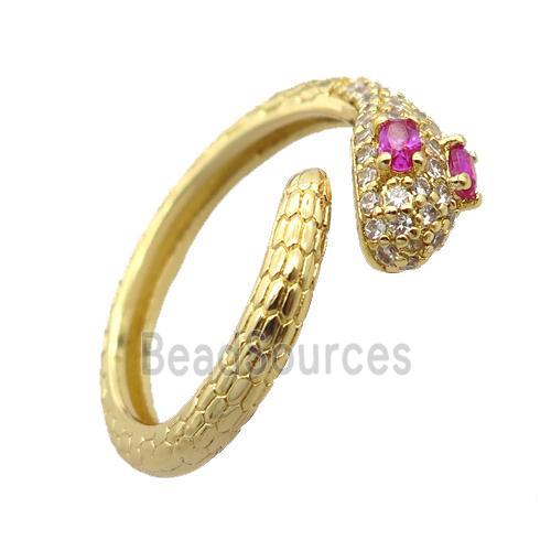 copper Rings pave zircon, snake, gold plated