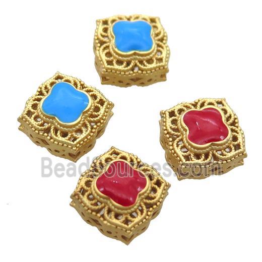 copper square beads with enamel, unfade, duck gold, mixed