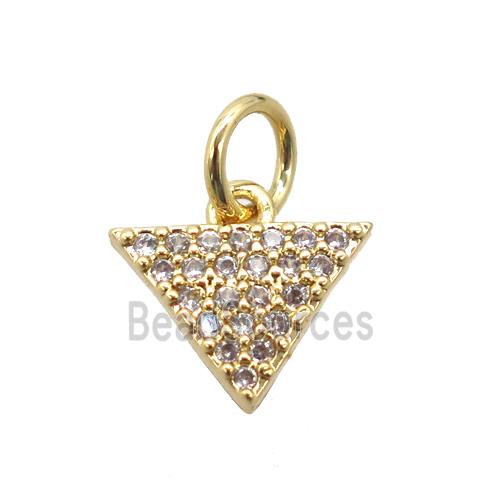 copper triangle pendant pave zircon, gold plated