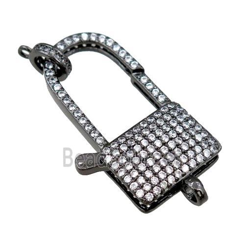 copper Carabiner Clasp paved zircon, black plated