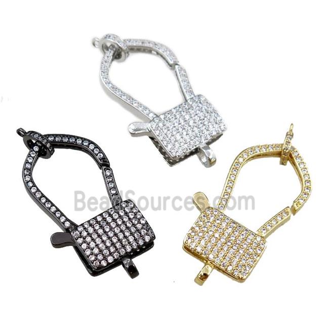 copper Carabiner Clasp paved zircon, mixed color