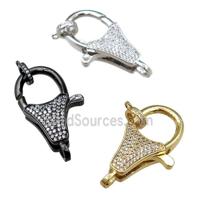 copper Carabiner Clasp lock paved zircon, mixed