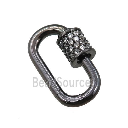 copper Carabiner Clasp paved zircon, black plated