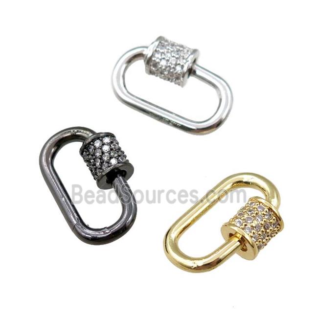 copper Carabiner Clasp lock paved zircon, mixed