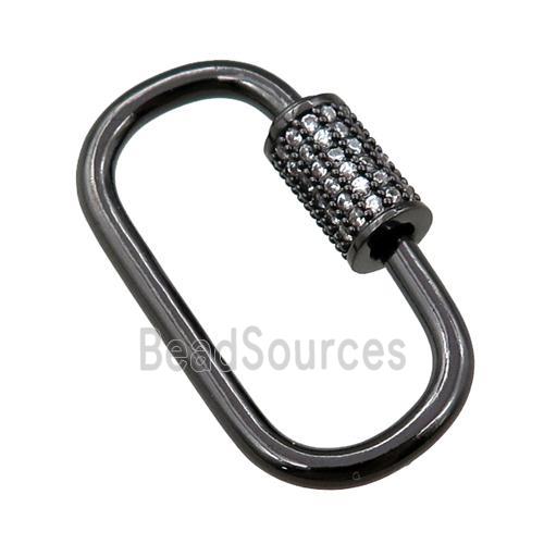 copper Carabiner Clasp paved zircon, black plated