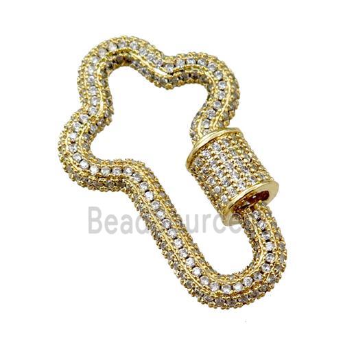 copper Carabiner Clasp paved zircon, gold plated