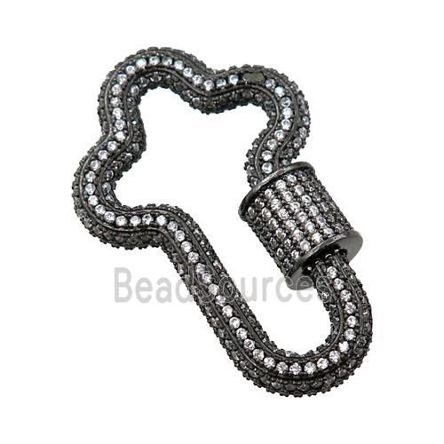 copper Carabiner Clasp paved zircon, black plated