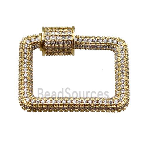 copper Carabiner Clasp paved zircon, gold plated