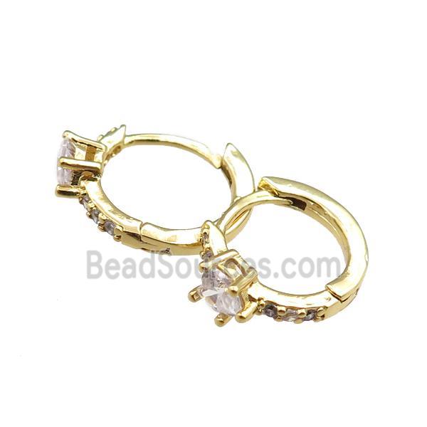 copper Hoop Earrings paved zircon, gold plated