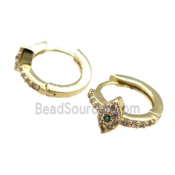 copper Hoop Earrings paved zircon, gold plated