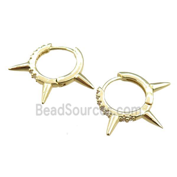 copper Hoop Earrings paved zircon, gold plated