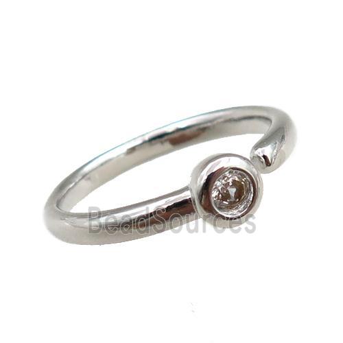 copper Rings pave zircon, adjustable, platinum plated