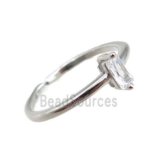 copper Rings pave zircon, adjustable, platinum plated