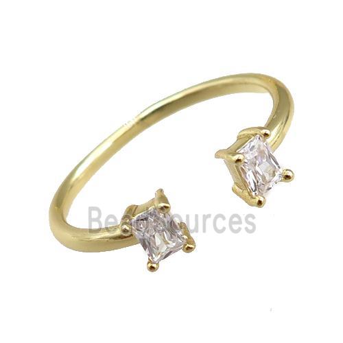 copper Rings pave zircon, adjustable, gold plated