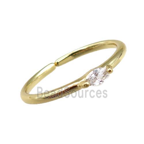 copper Rings pave zircon, adjustable, gold plated