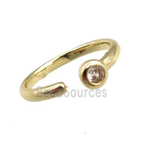 copper Rings paved zircon, adjustable, gold plated